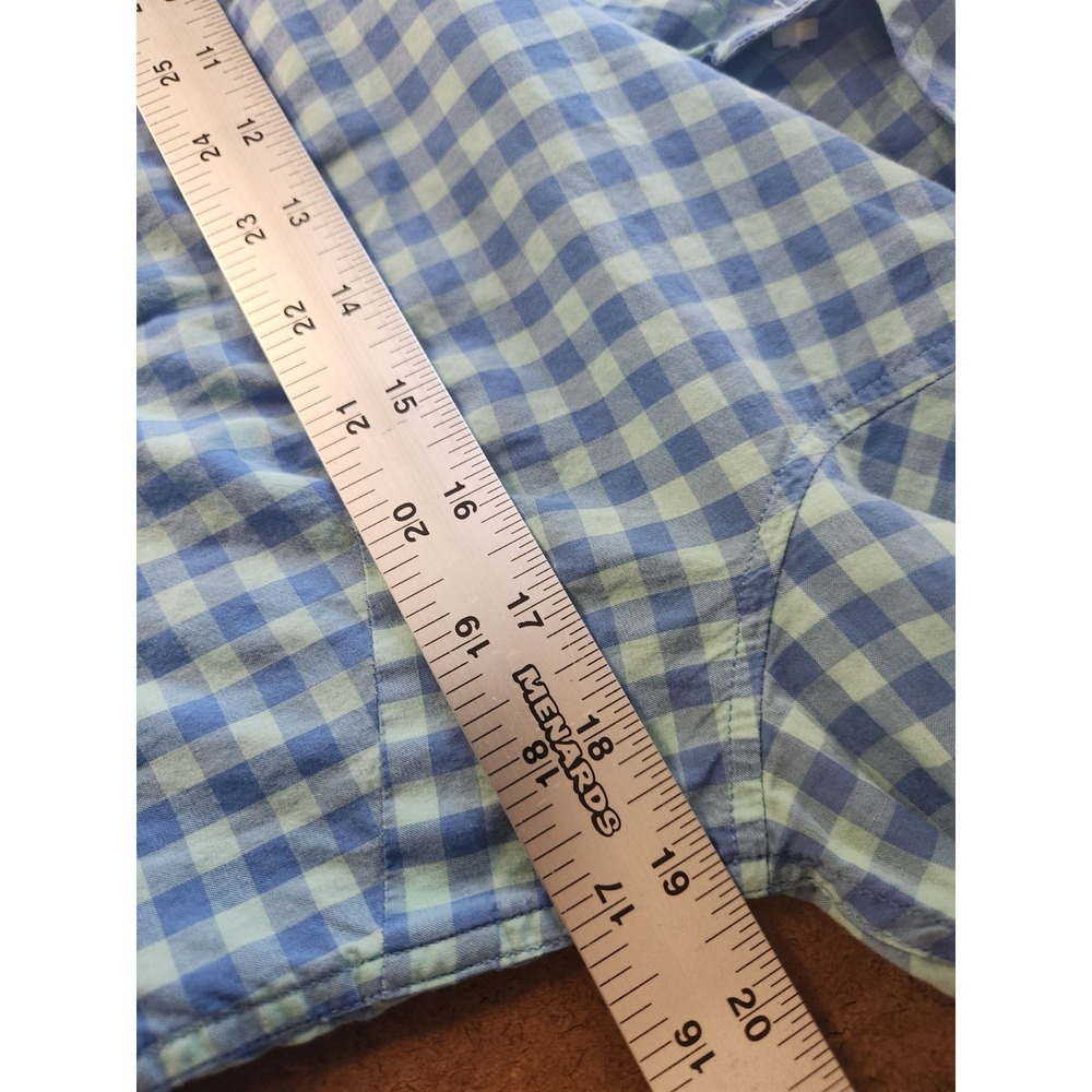 J. McLaughlin Blue Gingham Check Button Down Shirt Cotton‎ Preppy Size 8 - Picture 14 of 15